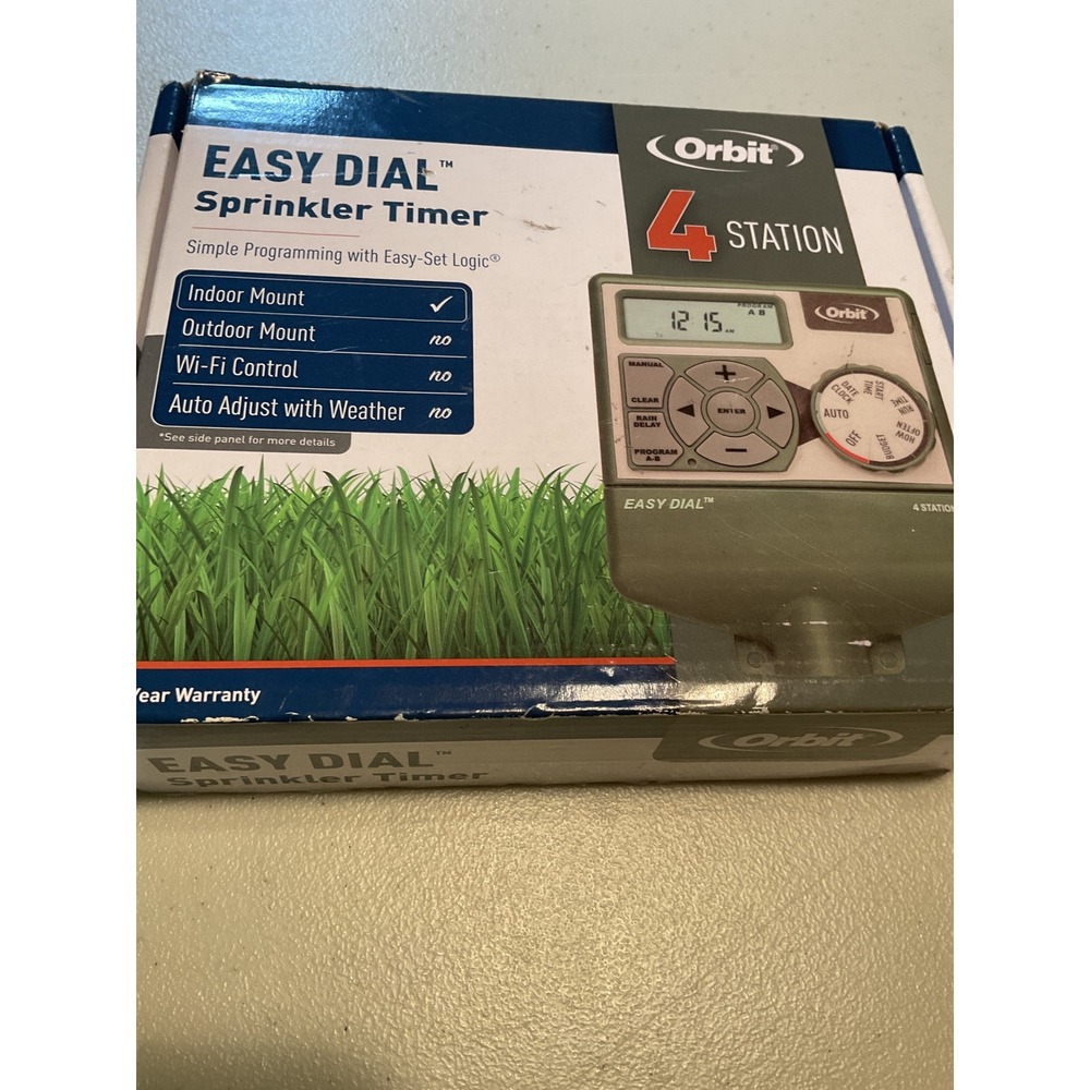 Orbit Easy Dial 4 Station Indoor Sprinkler Timer 57594 Green Lawn Irrigation